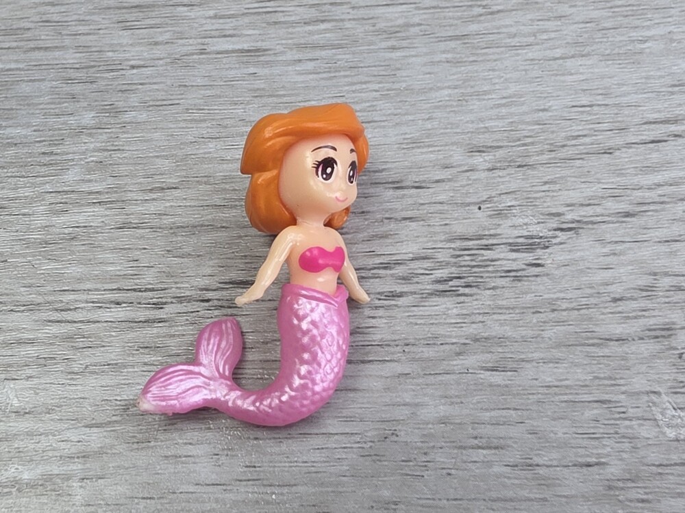 Pink Mermaid Little Mini 1.5” Figure Vinyl RARE Toy Cake Topper g63e